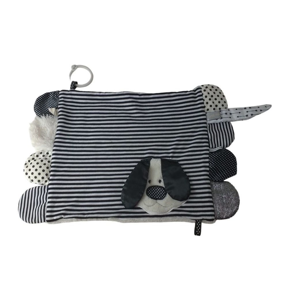 Demdaco Dog Activity Blankie Lift The Spirit Lovey Black & White 11" x 16"